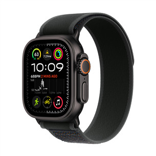 Apple Watch Ultra 2, 49 mm, Trail Loop, M/L, melna titāna / melna - Viedpulkstenis MX4V3EL/A
