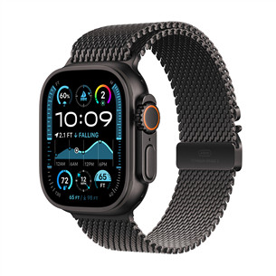 Apple Watch Ultra 2, 49 mm, Titanium Milanese Loop, Large, melna titāna / melna - Viedpulkstenis MX5V3EL/A