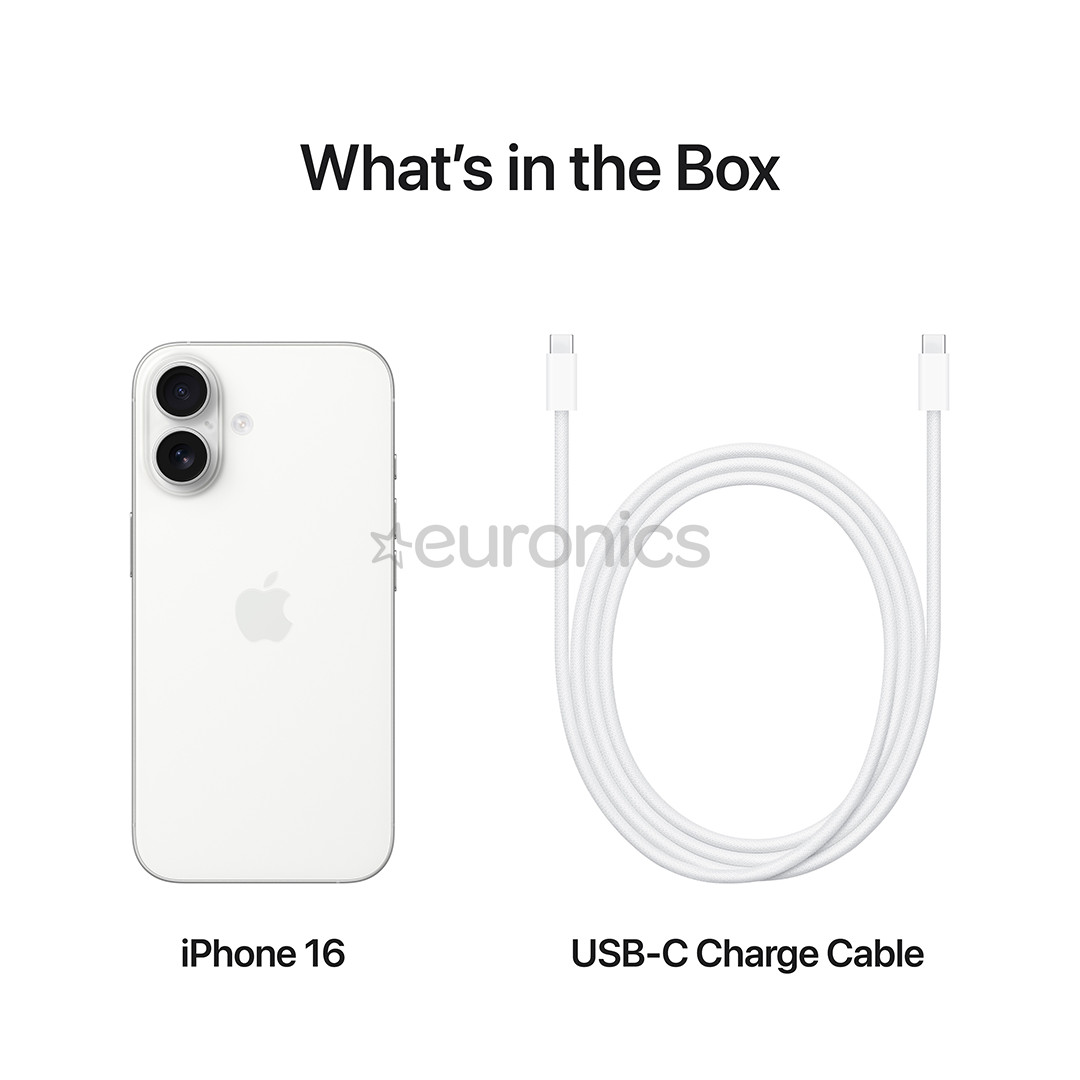 Apple iPhone 16, 256 ГБ, белый - Смартфон