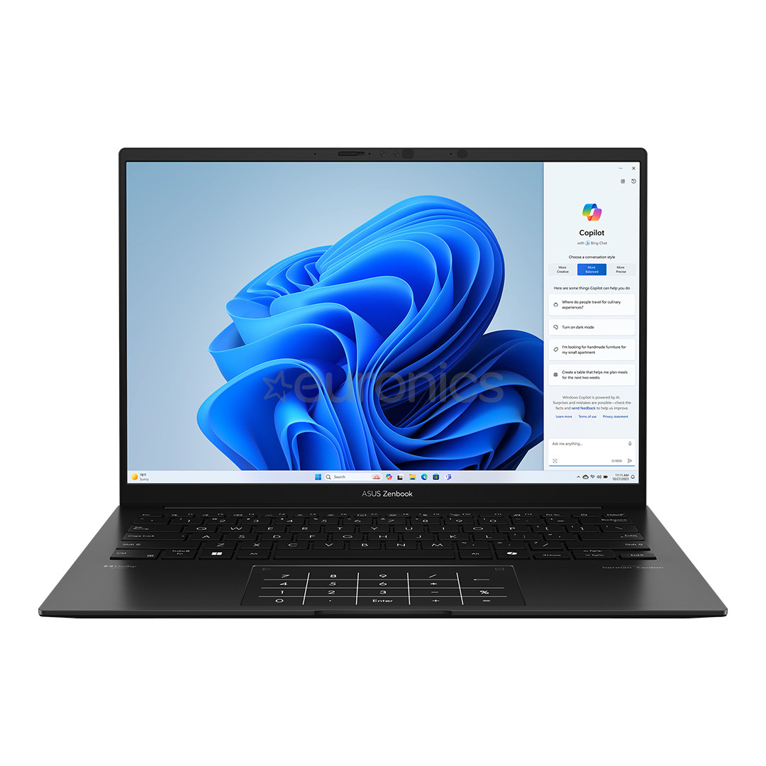 Asus Zenbook 14 OLED, 14'', OLED, Ryzen 7, 16 GB, 1 TB, melna - Portatīvais dators