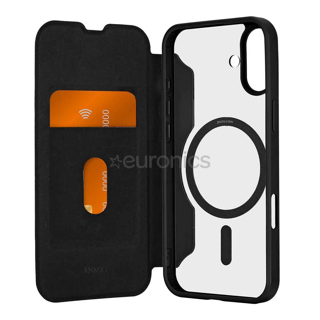 Puro BOOK MAG Booklet Case for iPhone 16 Plus, melna - Apvalks viedtālrunim