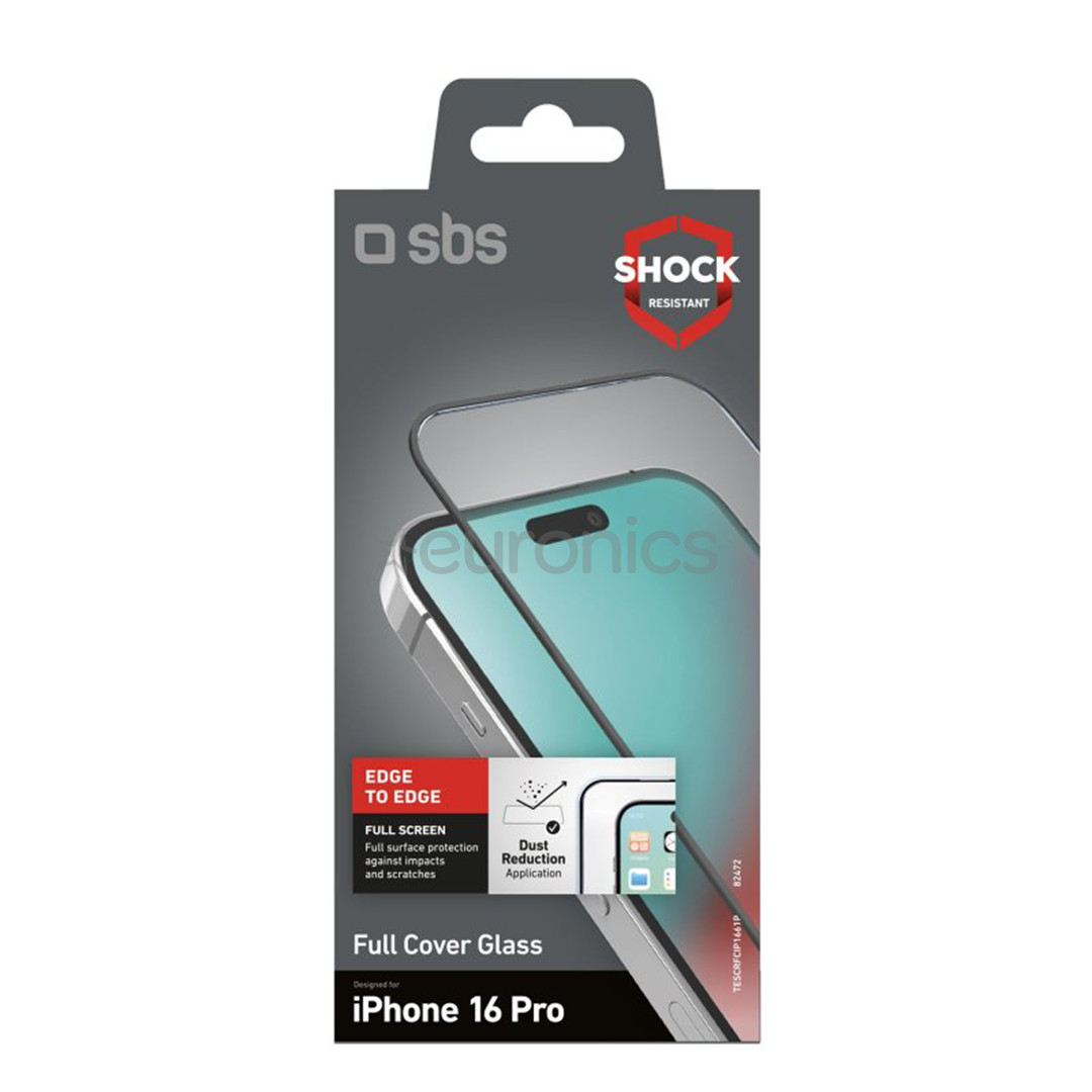 SBS Full Cover Glass Screen Protector, iPhone 16 Pro - Ekrāna aizsargs viedtālrunim