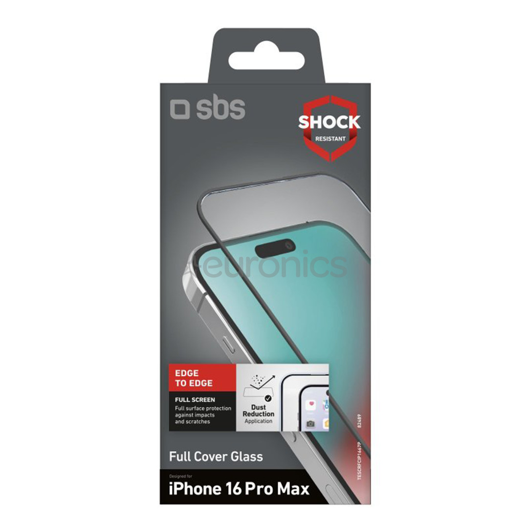 SBS Full Cover Glass Screen Protector, iPhone 16 Pro Max - Ekrāna aizsargs viedtālrunim