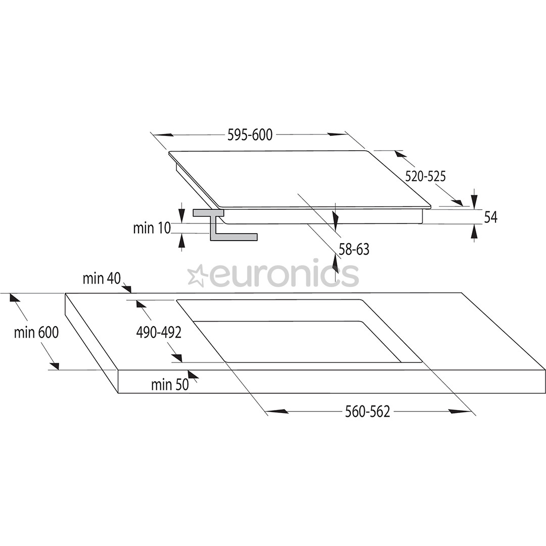 Gorenje, platums 59.5 cm, bez rāmja, balta - Iebūvējama indukcijas plīts virsma