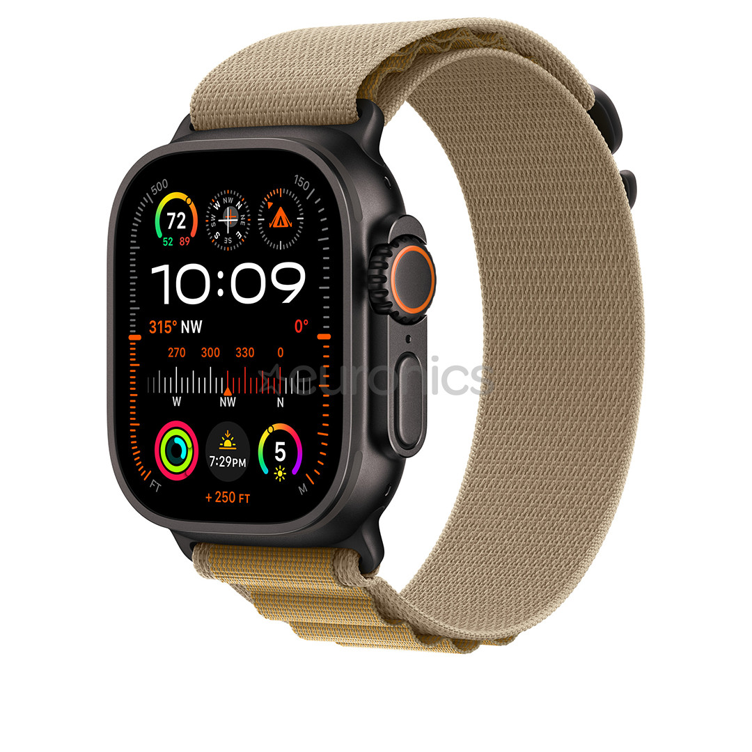 Apple Watch Alpine Loop, 49 mm, Medium, melna titāna/brūna - Siksniņa pulkstenim