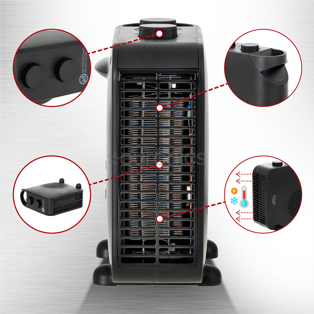 Adler, 2000 W, black - Heater fan
