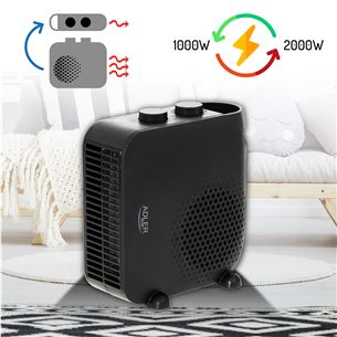 Adler, 2000 W, melna - Elektriskais sildītājs