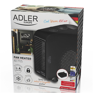 Adler, 2000 W, melna - Elektriskais sildītājs