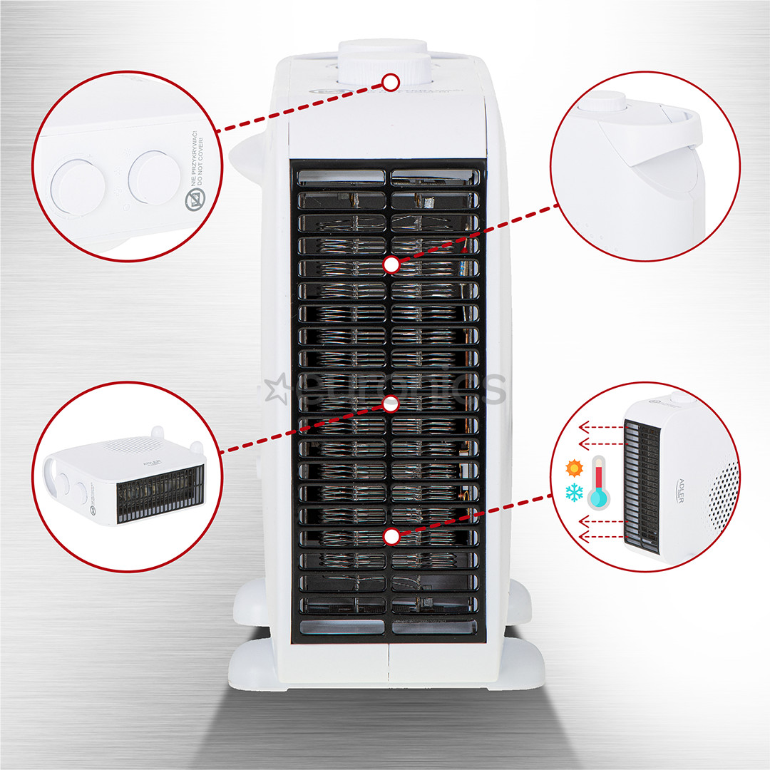 Adler, 2000 W, white - Heater fan