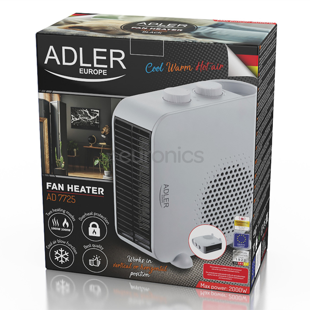 Adler, 2000 W, white - Heater fan