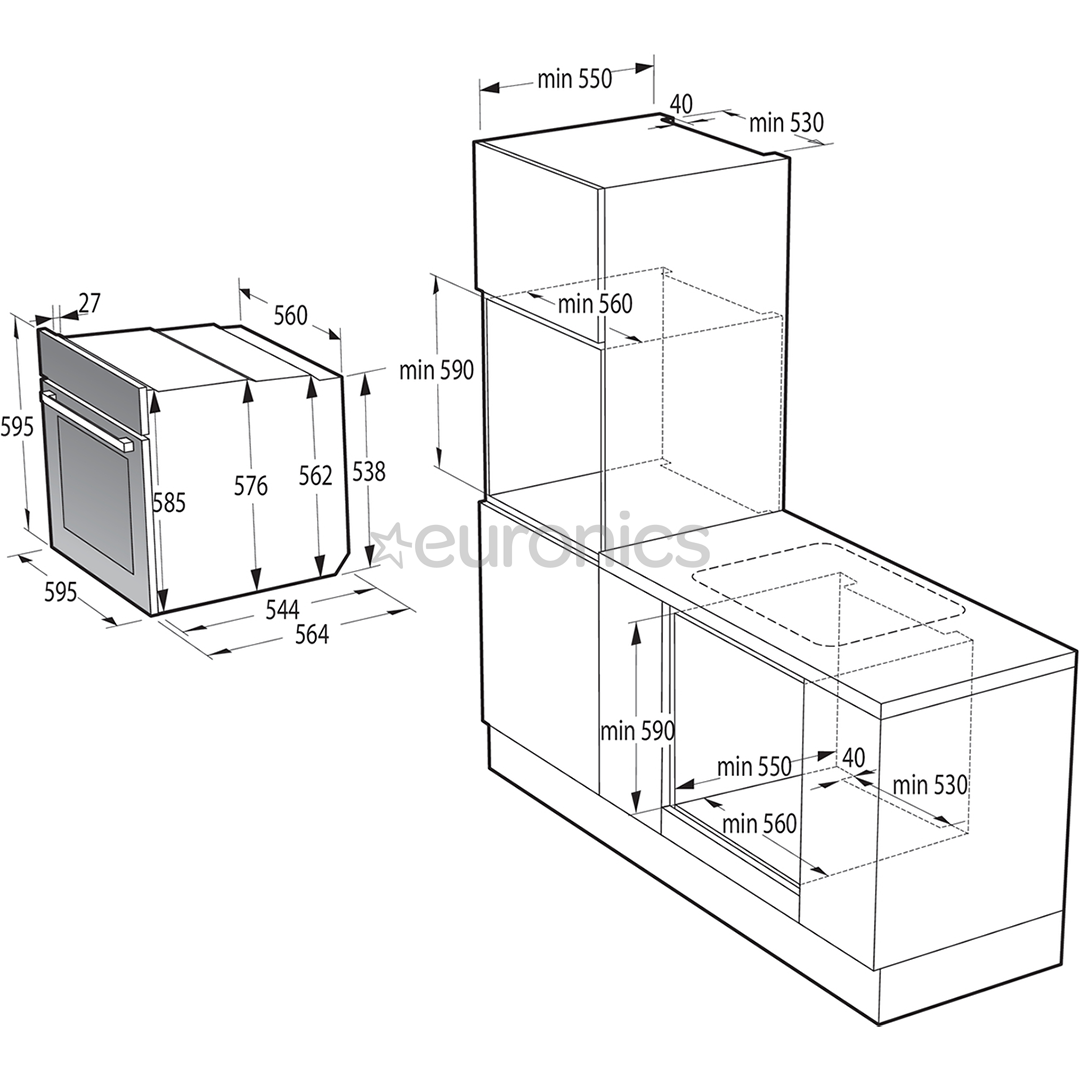 Gorenje, 77 L, white - Built-in oven
