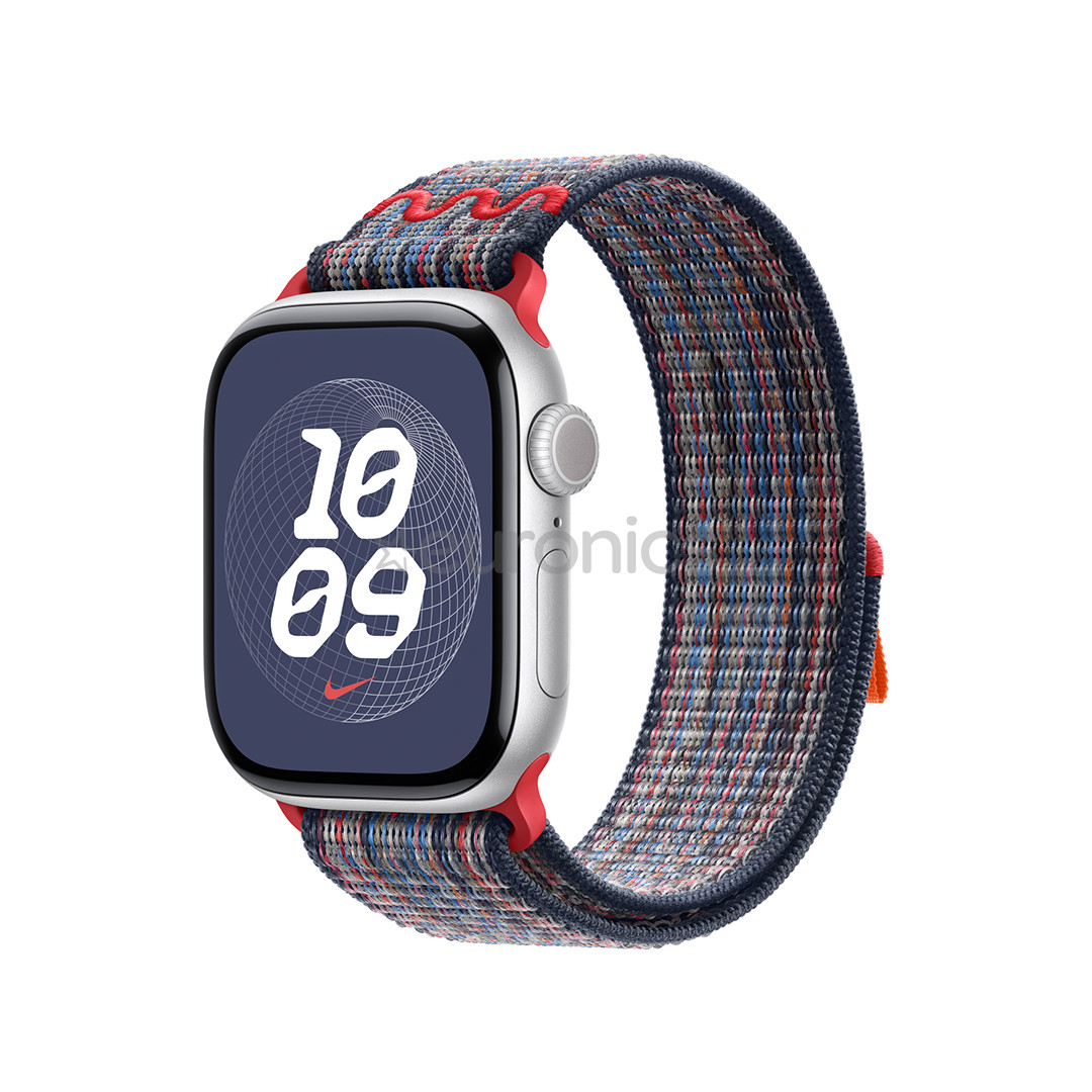 Apple 42mm Blue/Red Nike Sport Loop, zila/sarkana - Siksniņa pulkstenim