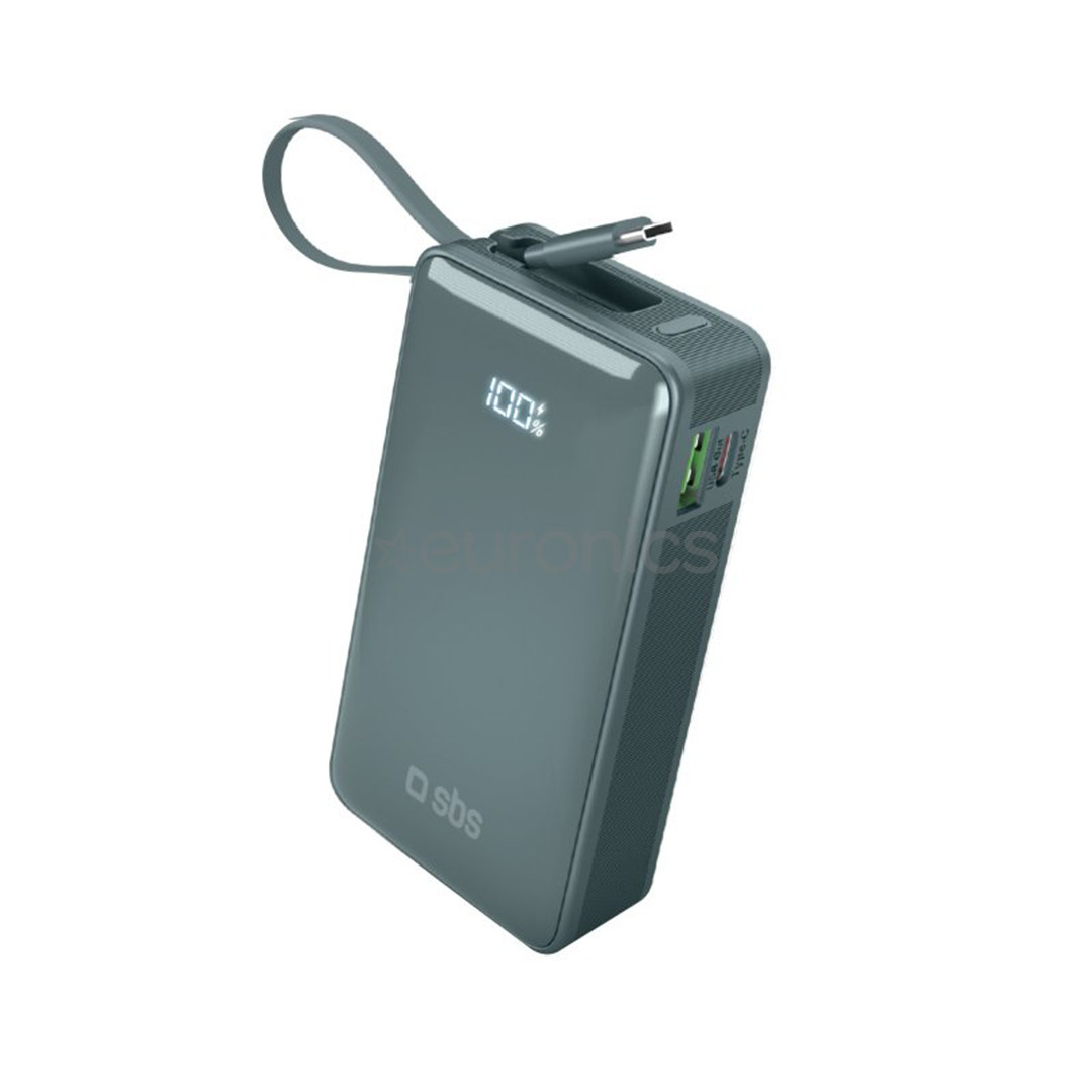 SBS LCD Power Bank, 10000  mAh, zila - Portatīvais barošanas avots