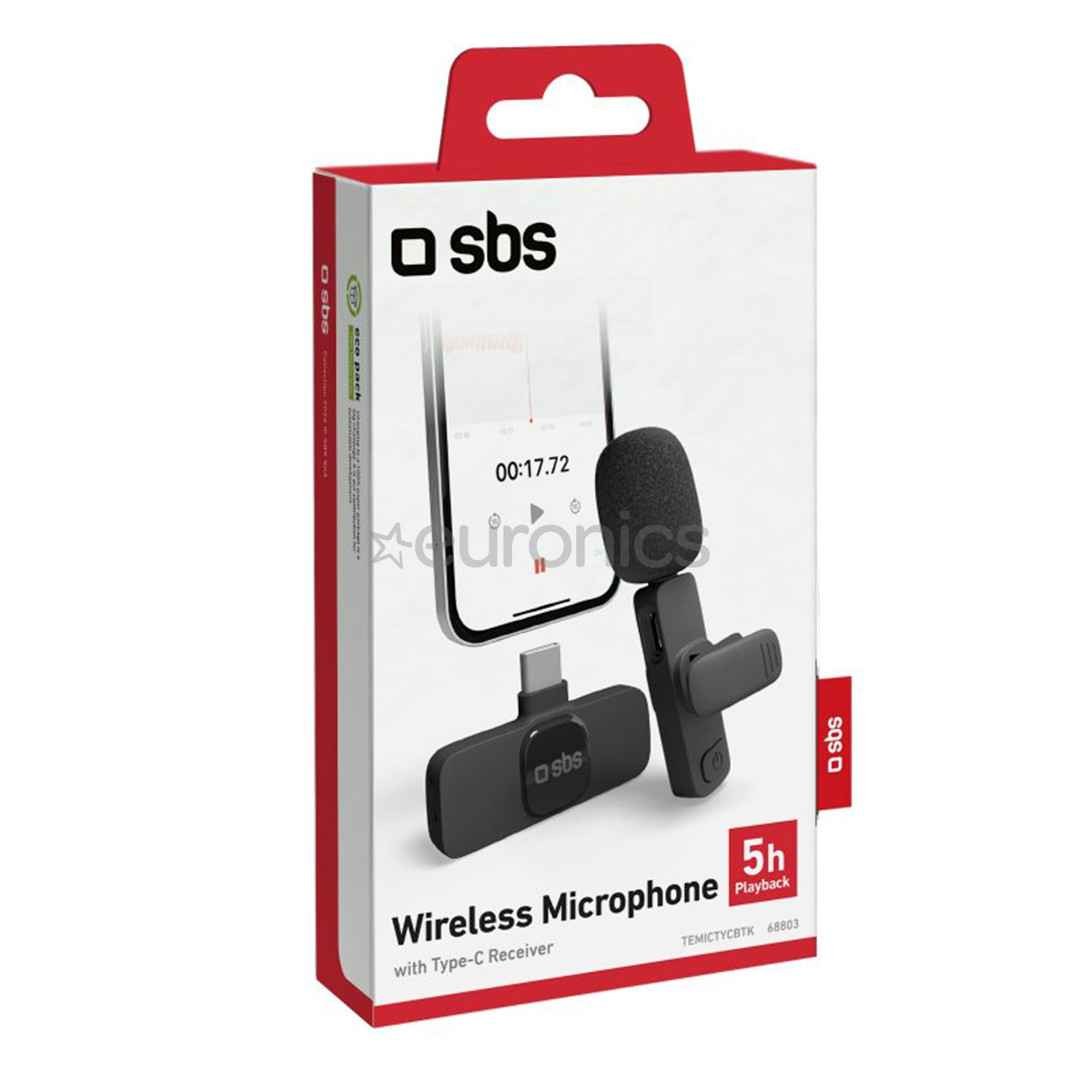 SBS Wireless Microphone, USB-C, melna - Bezvadu mikrofons