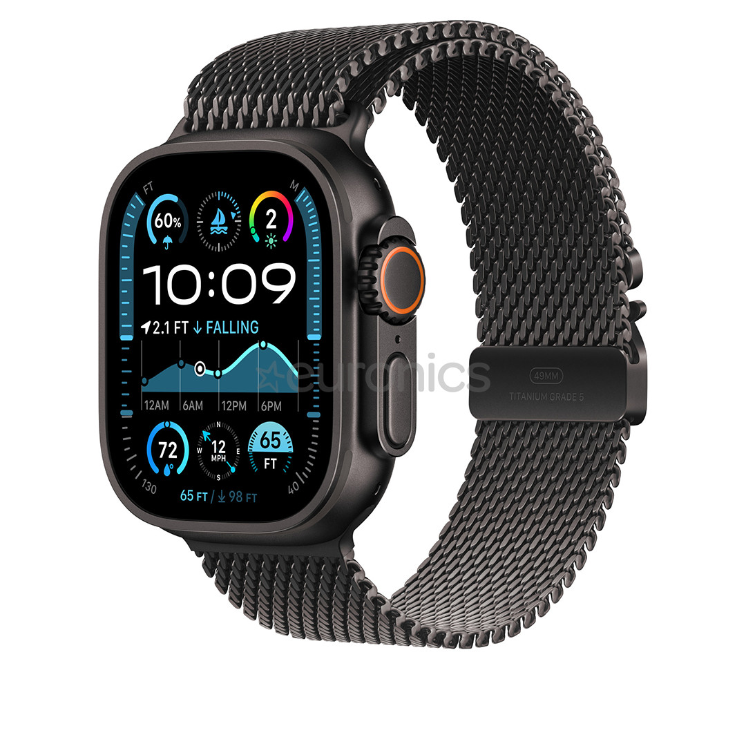 Apple Milanese Loop, 49 mm, Medium, melna titāna - Siksniņa pulkstenim