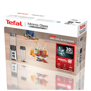 Tefal Minimix, 400 W, серебристый - Блендер + переносная бутылка