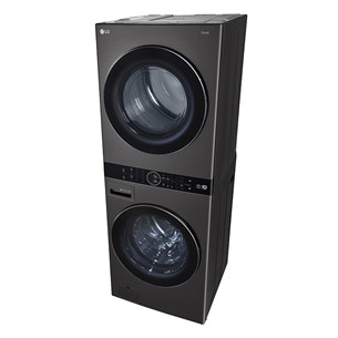 LG, 12 kg + 10 kg, dziļums 66 cm, 1400 apgr/min, melna - Veļas mazgājamā mašīna + veļas žāvētājs