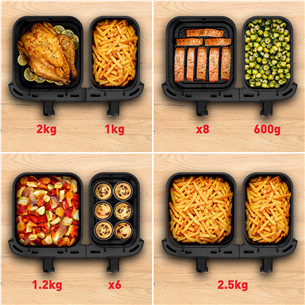 Tefal XXL Dual Easy Fry, 2700 W, 11 L, tumši pelēka - Karstā gaisa friteris