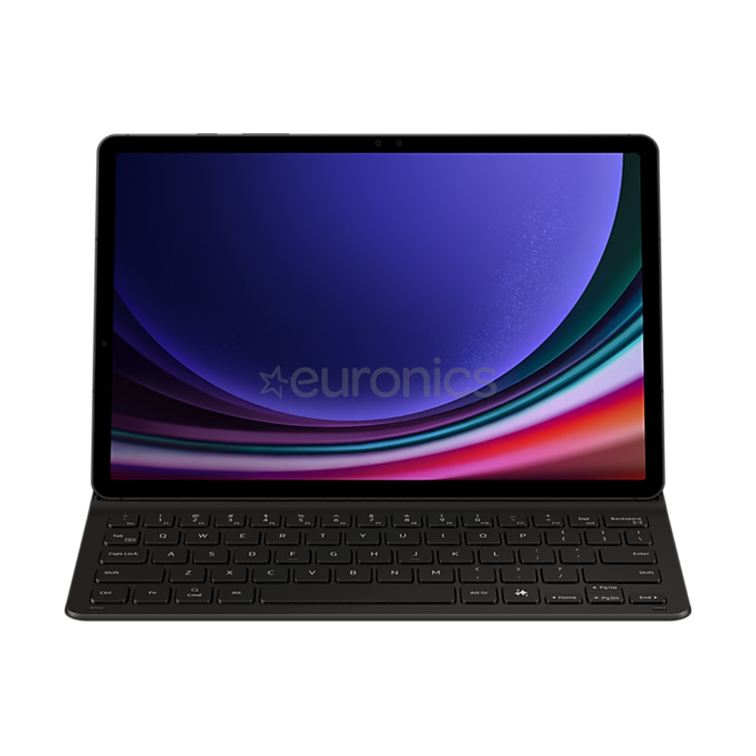 Samsung Book Cover Keyboard Slim, Galaxy Tab S9 / S9 FE, melna - Apvalks ar klaviatūru planšetdatoram