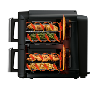 Ninja Double Stack, 7.6 L, 2470 W, melna - Karstā gaisa friteris