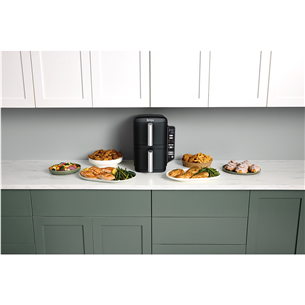 Ninja Double Stack, 7.6 L, 2470 W, melna - Karstā gaisa friteris