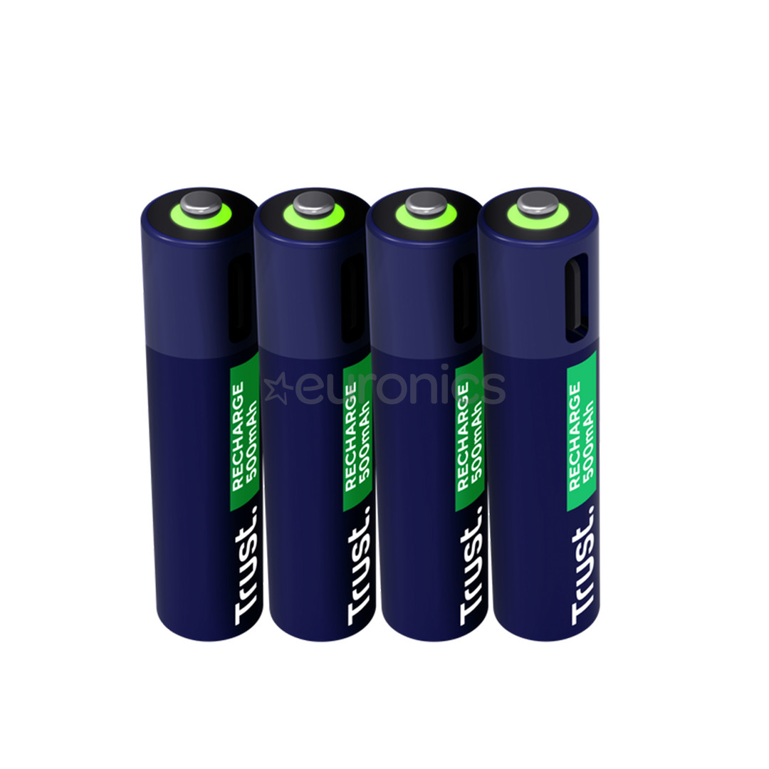 Trust USB-C rechargeable AAA batteries, 4-pack - Rechargeable batteries