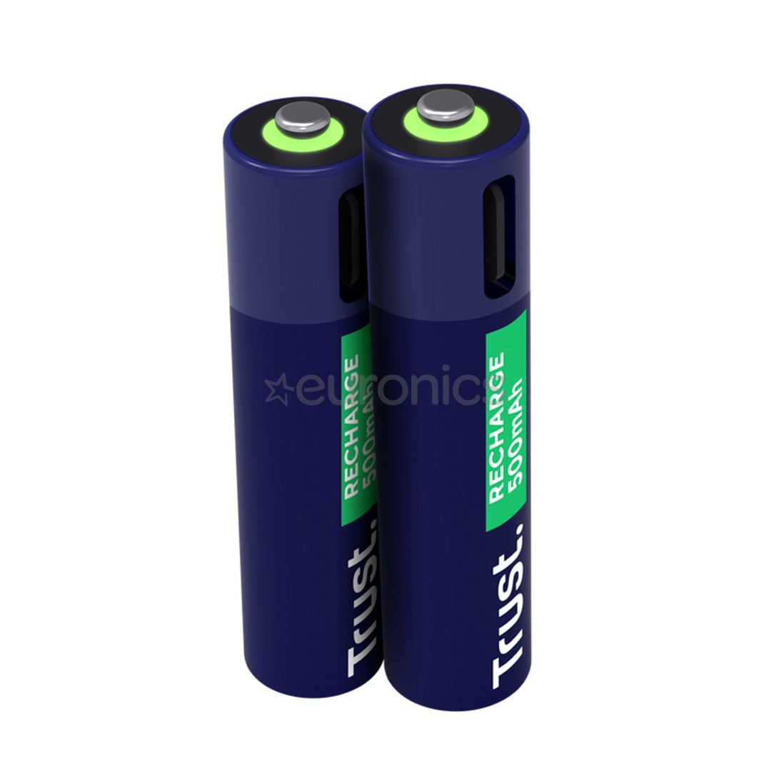 Trust USB-C rechargeable AAA batteries, 2 gab. - Uzlādējamas baterijas