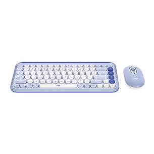 Logitech POP Icon Combo, US, lillā/balta - Bezvadu klaviatūra ar peli