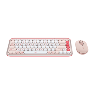 Logitech POP Icon Combo, US, rozā/balta - Bezvadu klaviatūra ar peli