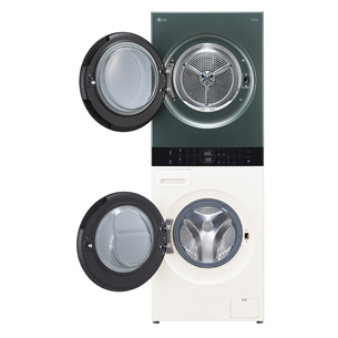 LG, 12 kg + 10 kg, dziļums 66 cm, 1400 apgr/min, bēša/zaļa - Veļas mazgājamā mašīna + veļas žāvētājs
