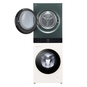 LG, 12 kg + 10 kg, dziļums 66 cm, 1400 apgr/min, bēša/zaļa - Veļas mazgājamā mašīna + veļas žāvētājs