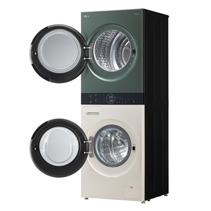 LG, 12 kg + 10 kg, dziļums 66 cm, 1400 apgr/min, bēša/zaļa - Veļas mazgājamā mašīna + veļas žāvētājs