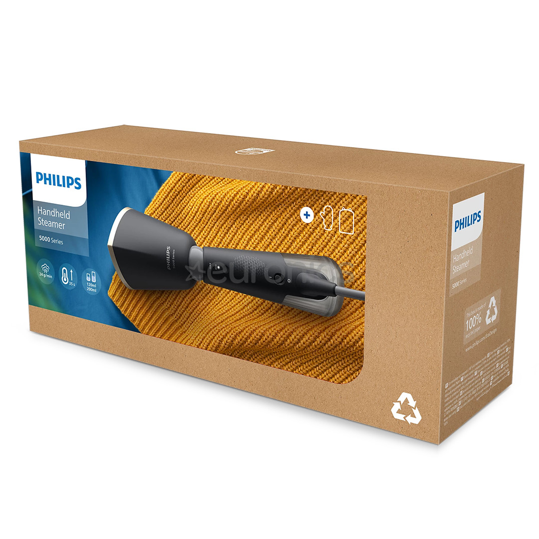 Philips 5000, 1400 W, melna - Rokas apģērbu tvaicētājs