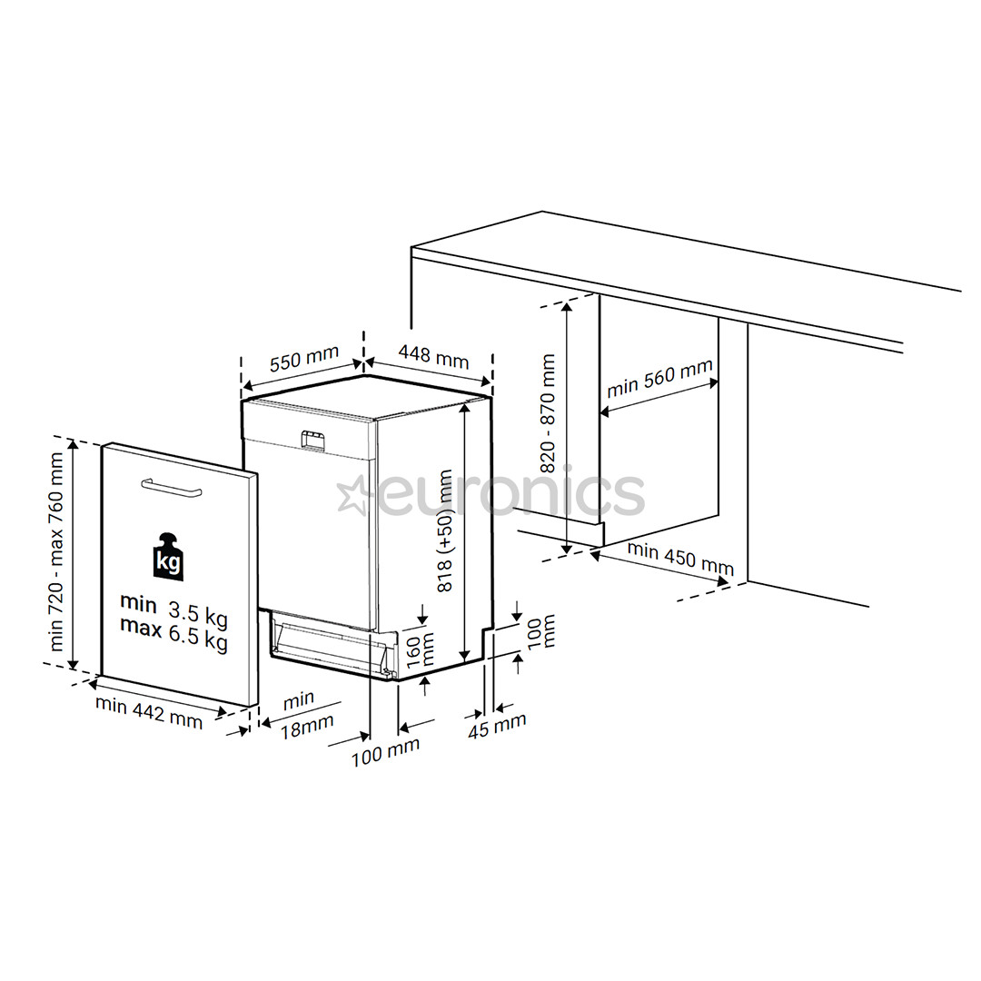 Beko, 10 komplekti - Iebūvējama trauku mazgājamā mašīna
