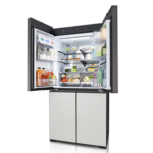 LG MoodUP, 617 L, augstums 187 cm, pelēka/balta - SBS Ledusskapis