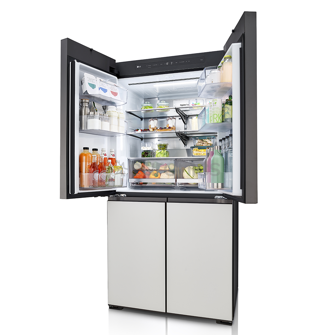 LG MoodUP, 617 L, augstums 187 cm, pelēka/balta - SBS Ledusskapis