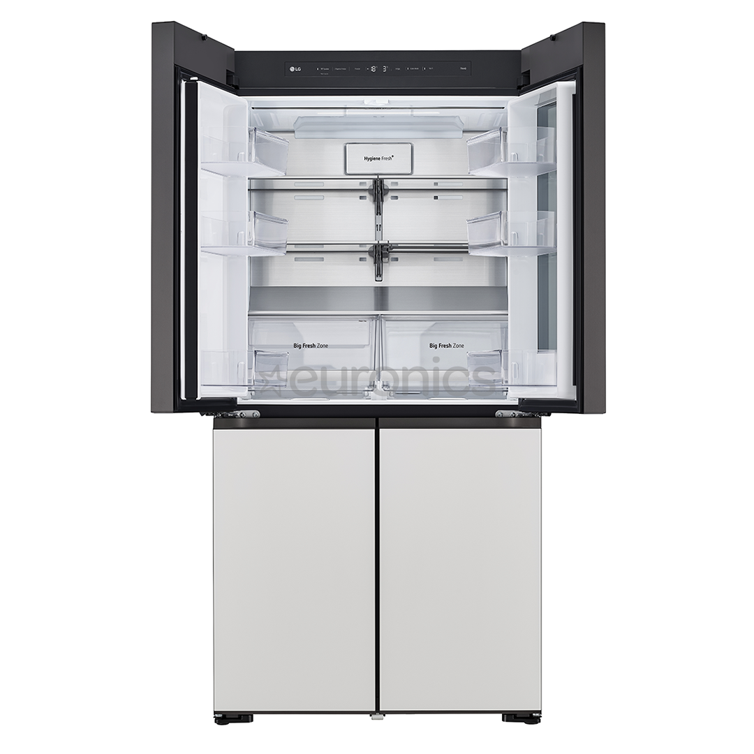 LG MoodUP, 617 L, augstums 187 cm, pelēka/balta - SBS Ledusskapis