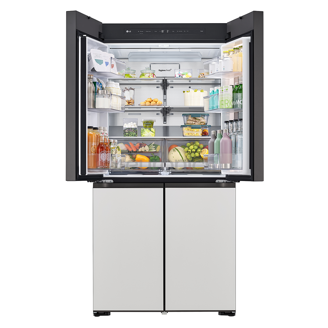 LG MoodUP, 617 L, augstums 187 cm, pelēka/balta - SBS Ledusskapis