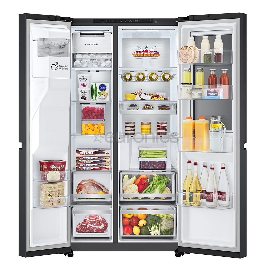 LG, InstaView, 628 л, высота 179 см, черный - SBS-холодильник