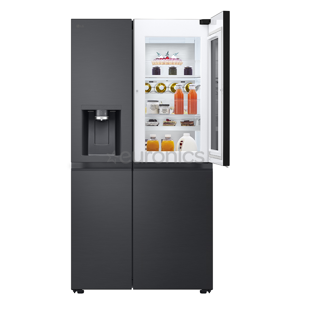 LG, InstaView, 628 л, высота 179 см, черный - SBS-холодильник