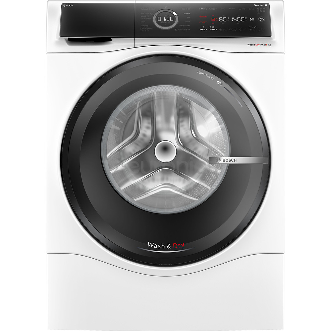 Bosch, Series 8, i-Dos, 10.5 kg/6 kg, dziļums 62.2 cm, 1400 apgr/min - Veļas mazgājamā mašīna ar žāvētāju