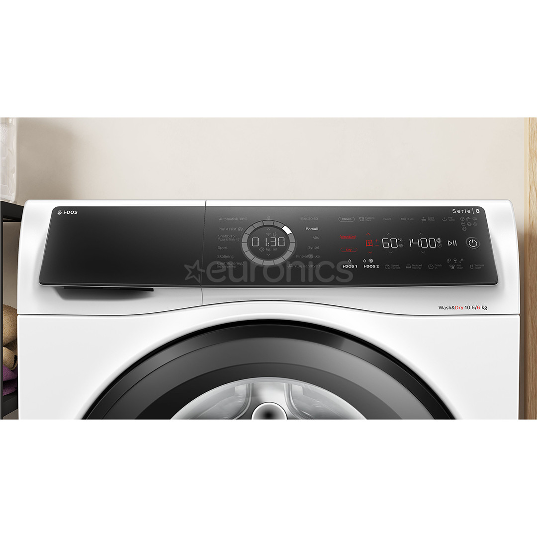 Bosch, Series 8, i-Dos, 10.5 kg/6 kg, dziļums 62.2 cm, 1400 apgr/min - Veļas mazgājamā mašīna ar žāvētāju