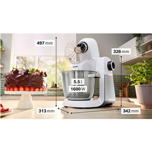 Bosch, Series 6, 1600 W, balta - Virtuves kombains