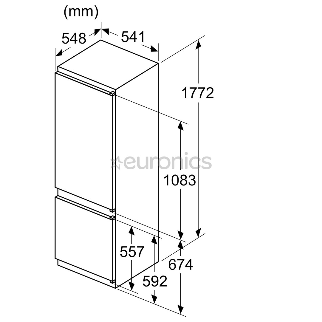 Bosch, Series 2, 270 L, augstums 178 cm - Iebūvējams ledusskapis