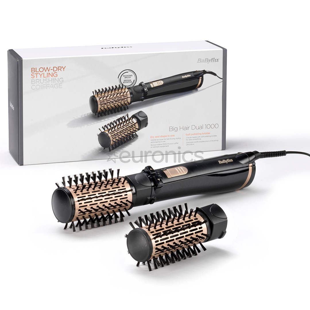 BaByliss Big Hair Dual 1000, 1000 W, melna/zelta - Rotējošs matu veidotājs
