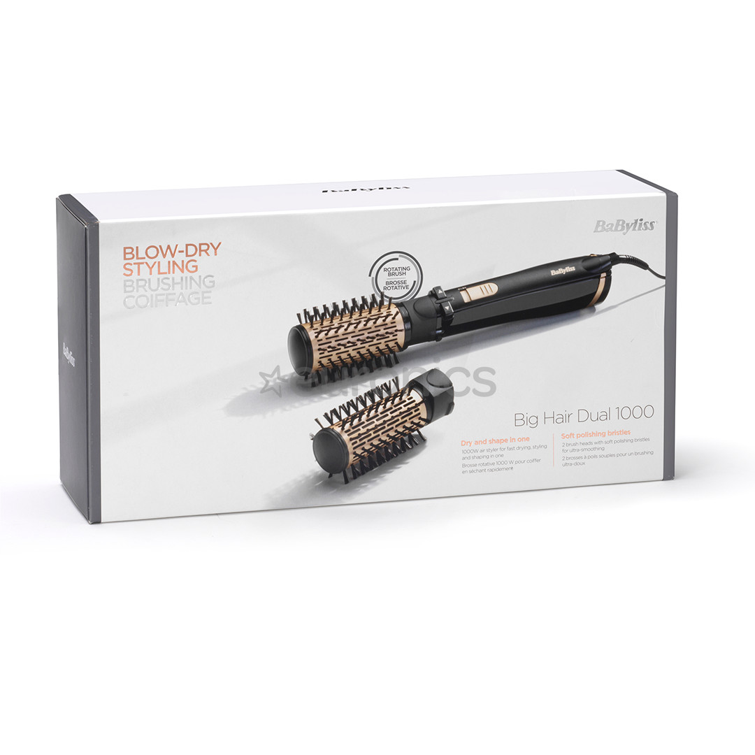 BaByliss Big Hair Dual 1000, 1000 W, melna/zelta - Rotējošs matu veidotājs