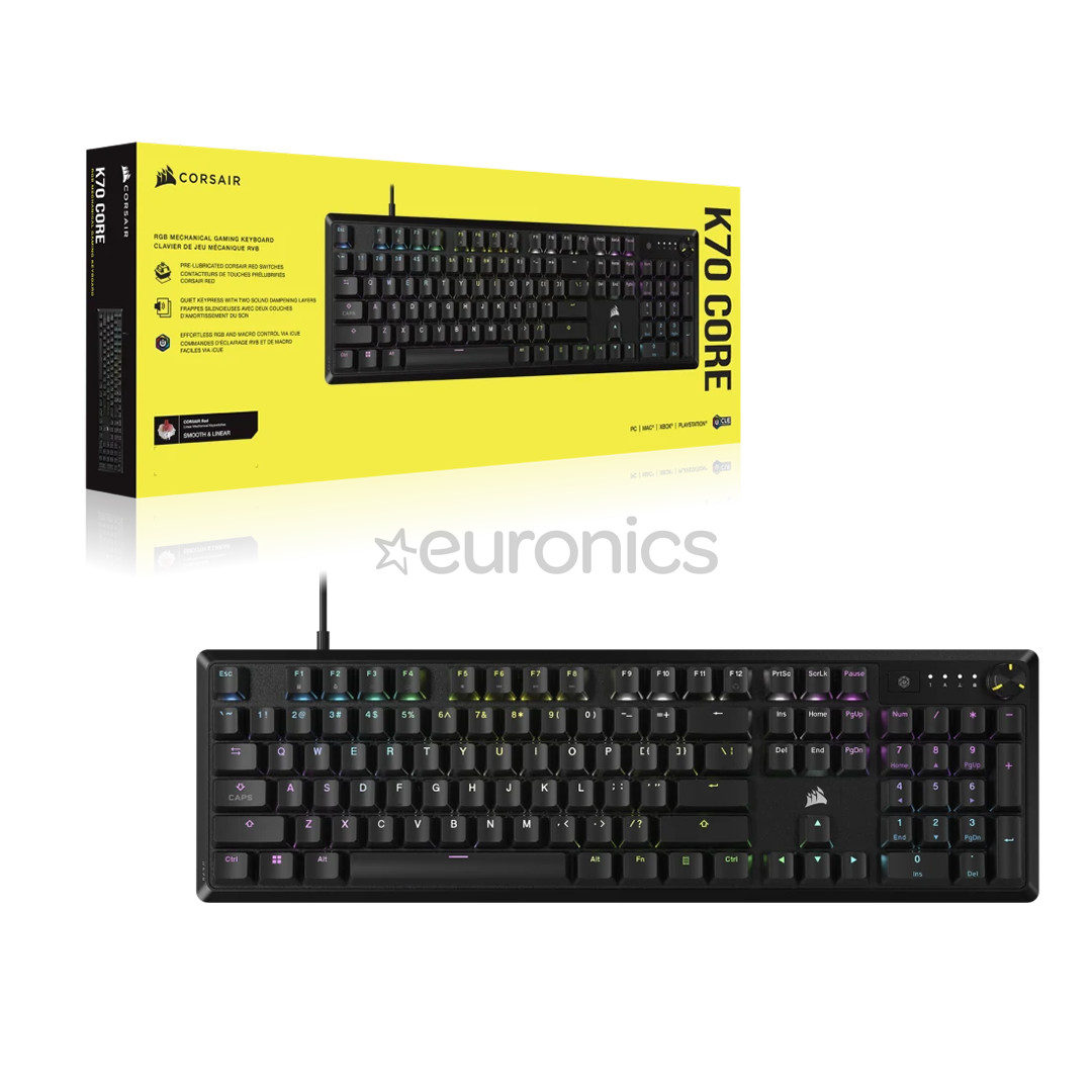 Corsair K70 Core RGB, ENG, melna - Klaviatūra