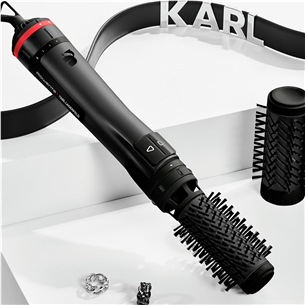 Rowenta x Karl Lagerfeld Brush Activ', 1000 W, melna/sarkana - Rotējošs matu veidotājs