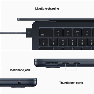 Apple MacBook Air 13" (2024), M3 8C/10C, 24 GB, 512 GB, ENG, melna - Portatīvais dators