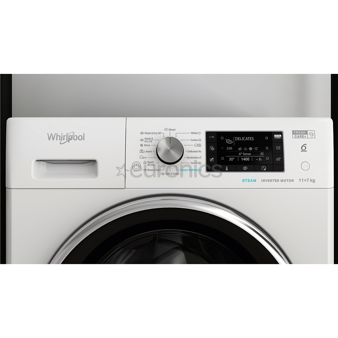 Whirlpool, 11 кг / 7 кг, глубина 60,5 см, 1600 об/мин - Стирально-сушильная машина